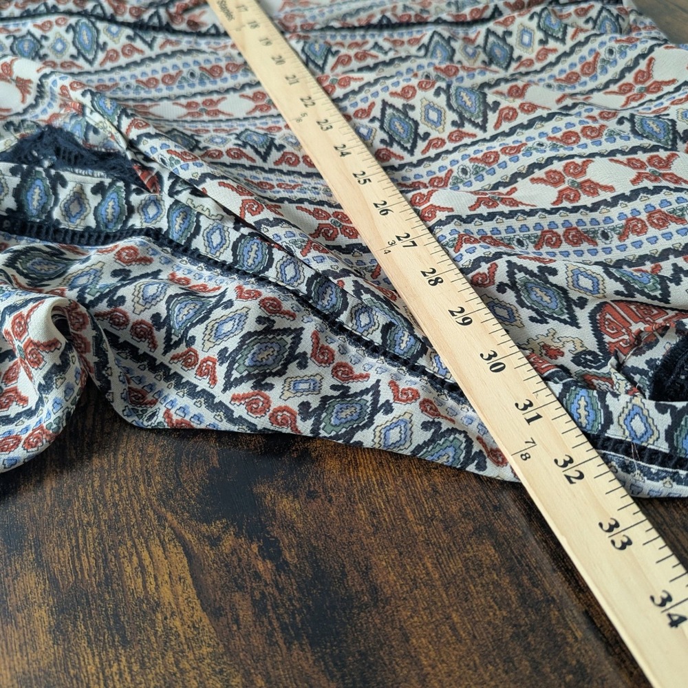 Angie Kimono Multicolor Geometric Tribal Print Open Front Sz M Boho Festival - Picture 5 of 7